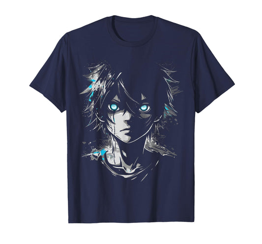 Anime Manga Motif Blue-Eyes Illustration Anime T-Shirt