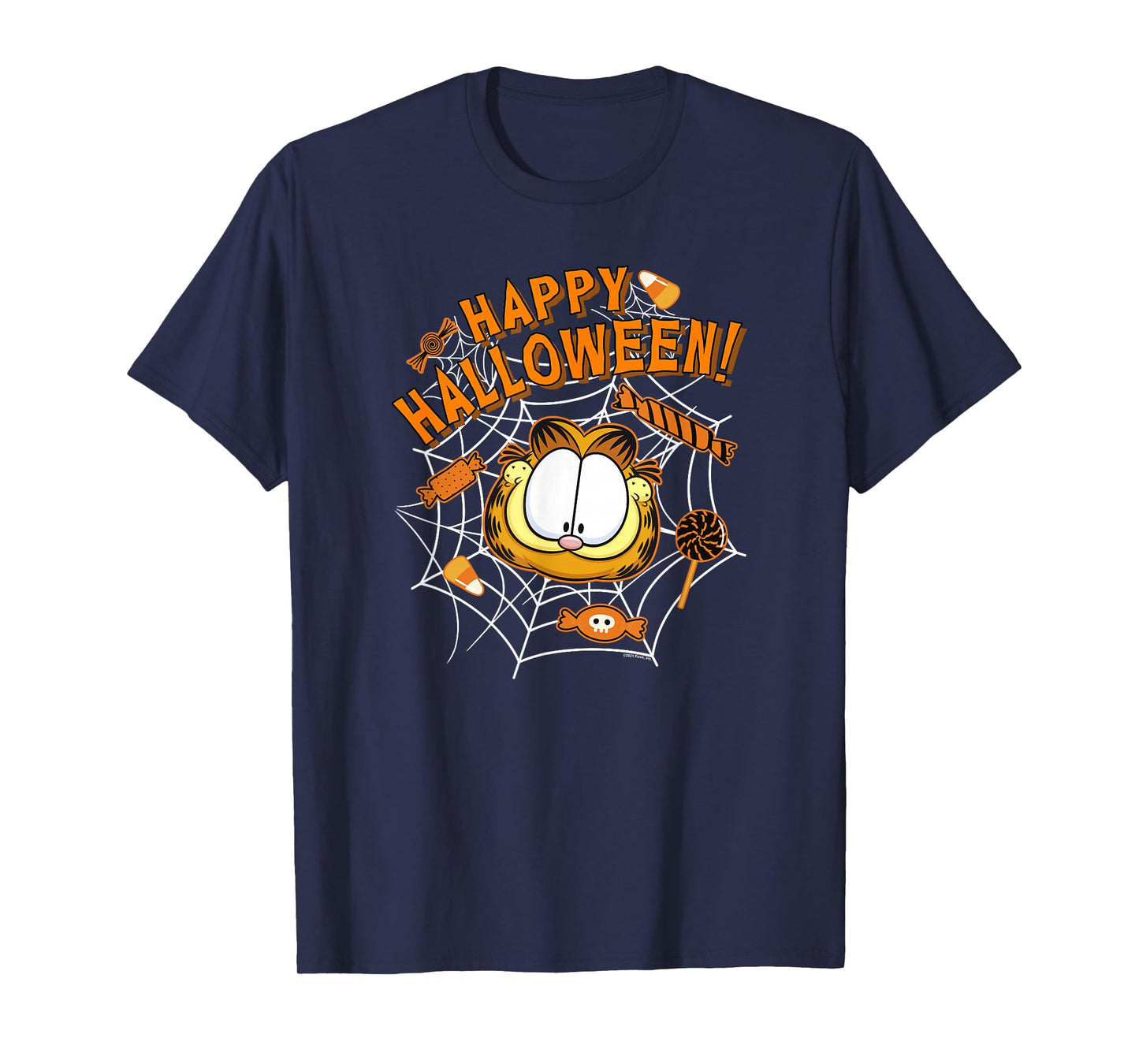 Garfield Halloween Spiderweb Candy Garfield Big Face T-Shirt