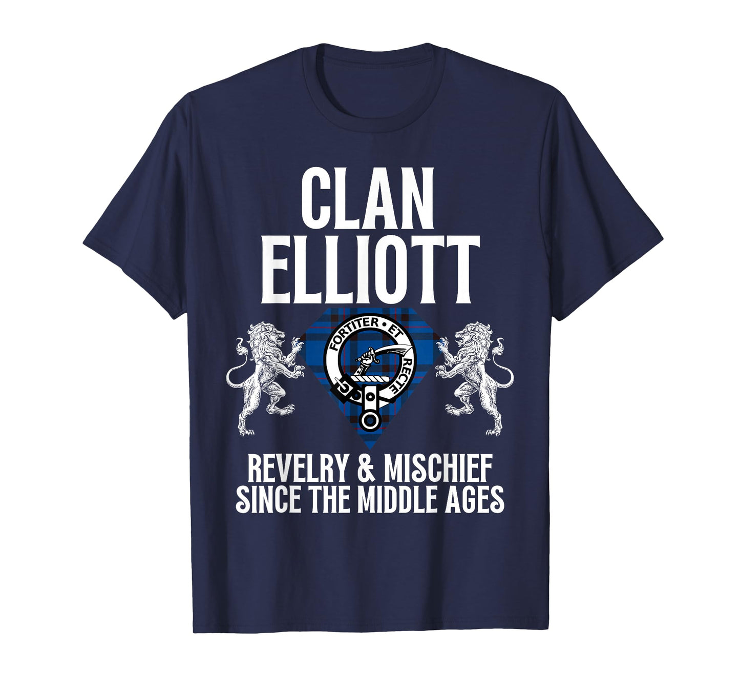 HighlandFour Elliott Clan Scottish Name Coat Of Arms Tartan Family Party T-Shirt