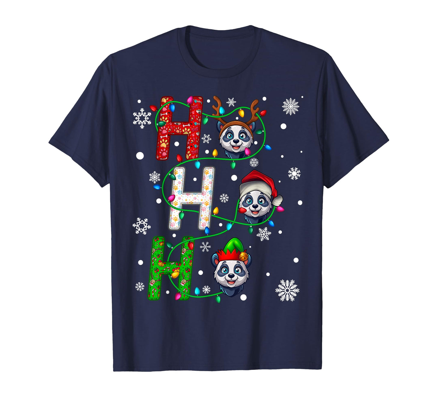 Matching Christmas Santa Hat Ho Ho Ho Panda Animal Xmas T-Shirt