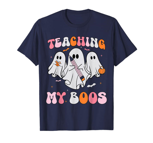 Halloween Ghost Teachers Teaching My Boos Costume Women Men T-Shirt