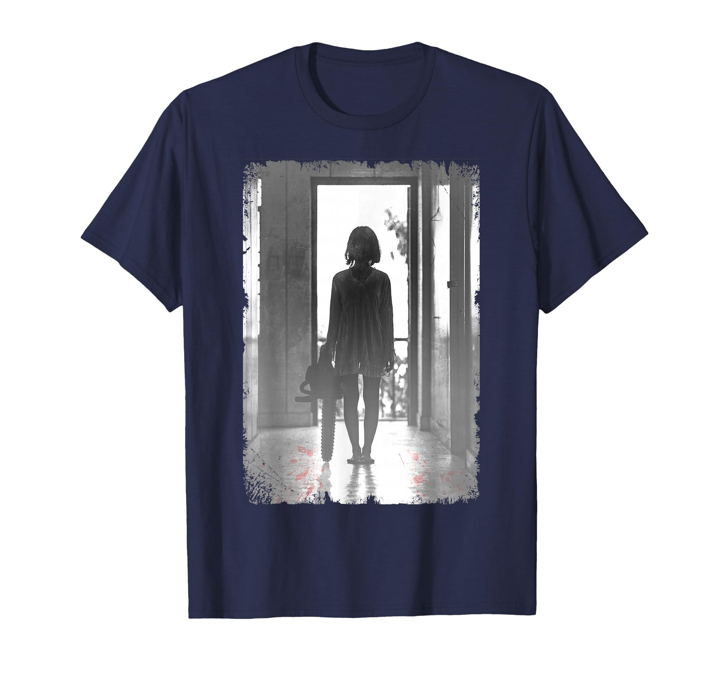 Creepy Chainsaw Girl Horror Dark Art T-Shirt