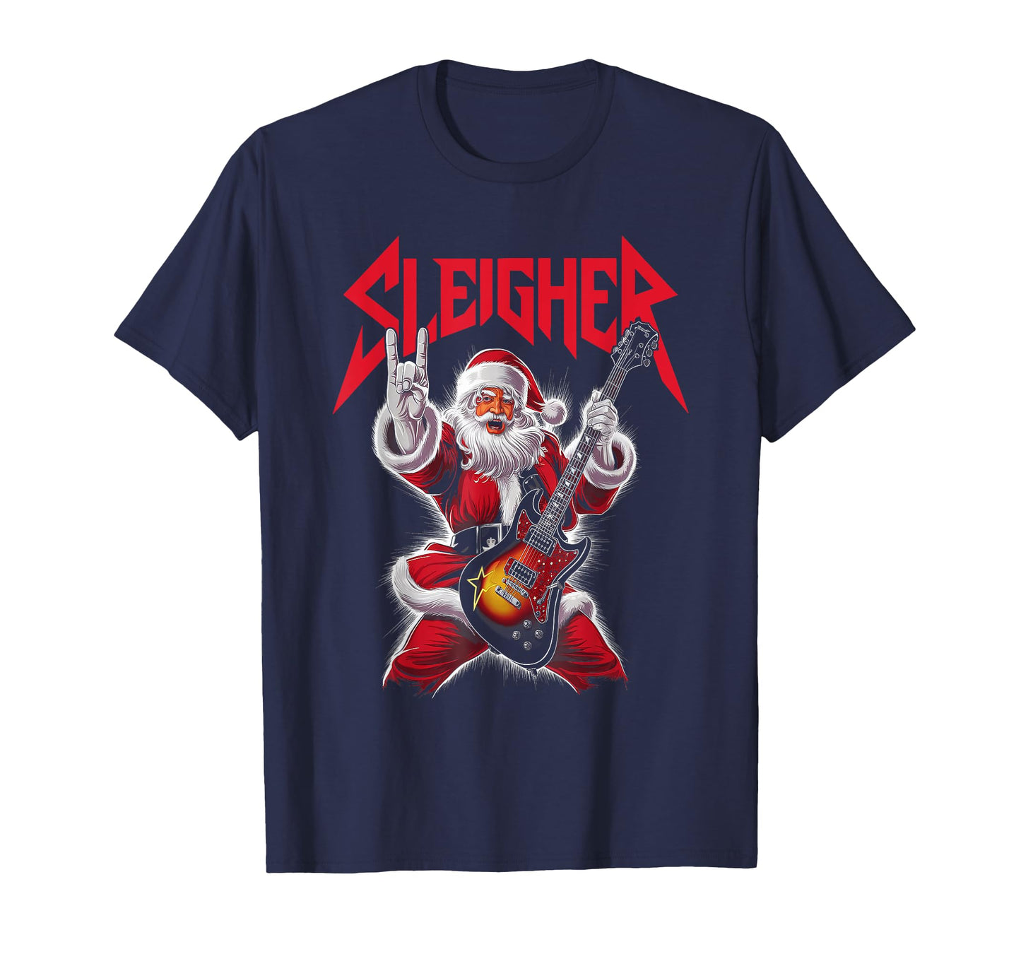 Christmas Sleigher Santa Rock Xmas Rocker Men Women Kids Boy T-Shirt