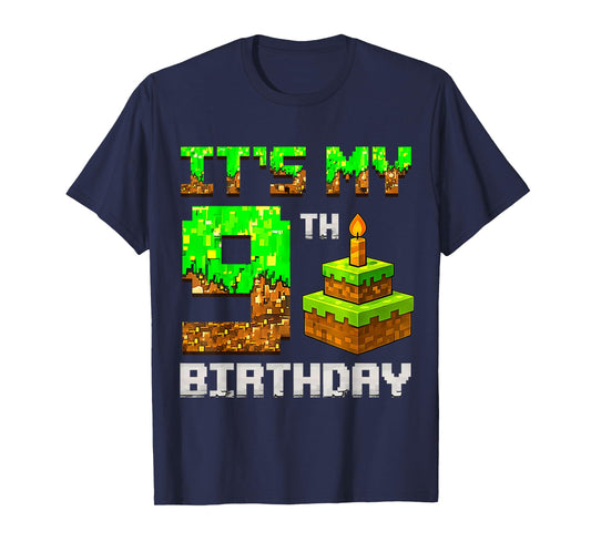 It's My 9th Birthday Game Pixel 9 Year Old Birthday Boy T-Shirt