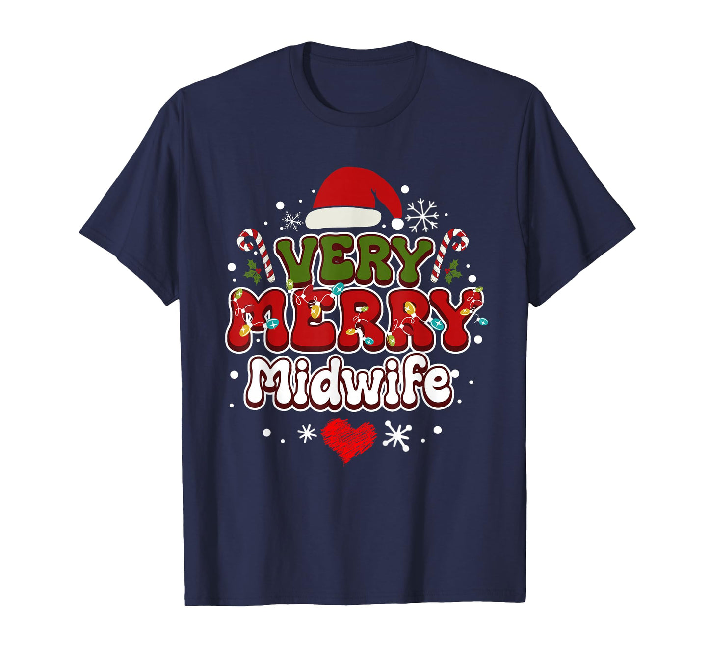 Groovy Christmas Shirt Very Merry Christmas Midwife T-Shirt