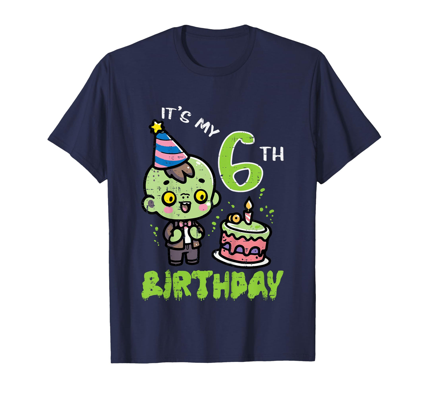 Its My 6th Birthday Zombie 6 Six Year Old Bday Boys Girls T-Shirt