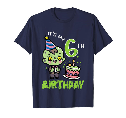 Its My 6th Birthday Zombie 6 Six Year Old Bday Boys Girls T-Shirt