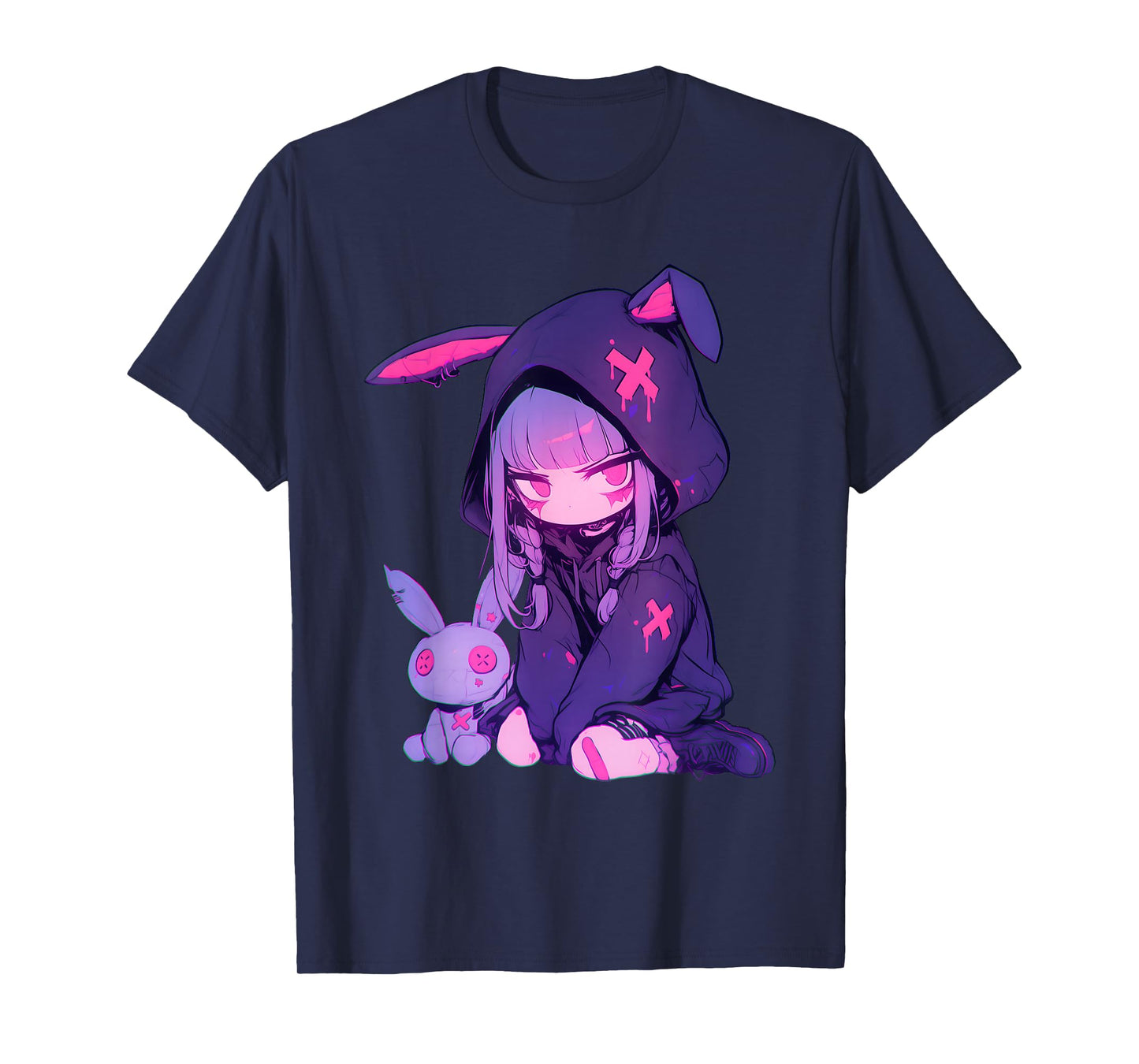 Anime Girl E-Girl Goth Bunny Cute Grunge Edgy Outfit T-Shirt