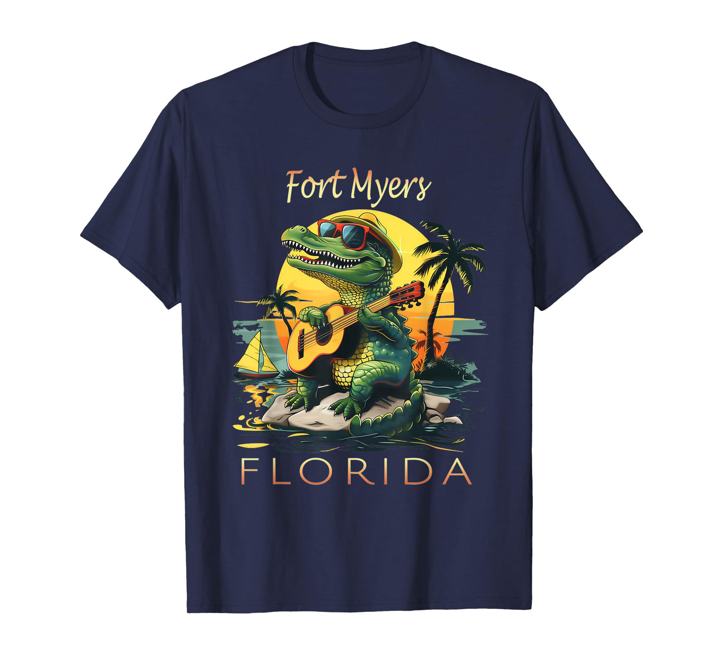 Fort Myers Florida Vacation Cute Alligator Sunset Souvenir T-Shirt