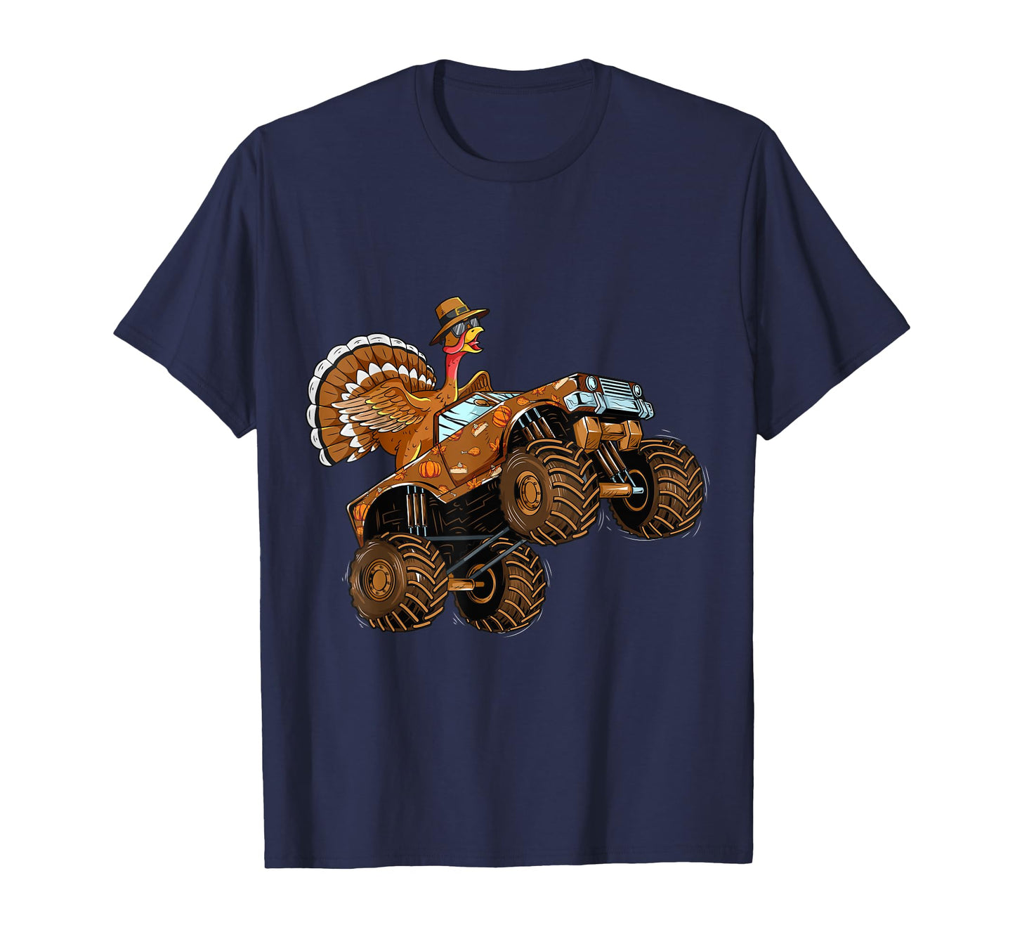 Thanksgiving Turkey Riding Monster Truck For Boys Girls Kids T-Shirt