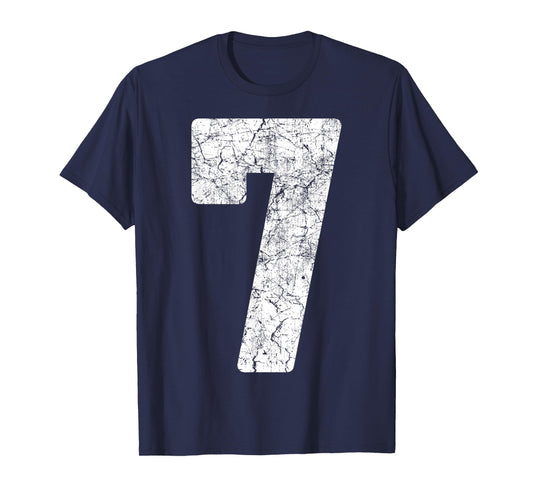 Distressed White Number 7 Jersey Player Uniform #7 Grunge T-Shirt