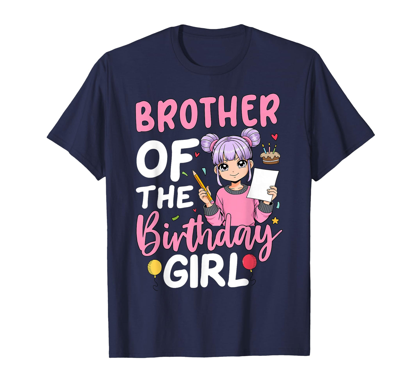 Brother Of The Birthday Girl Anime Sketching Girl Birthday T-Shirt