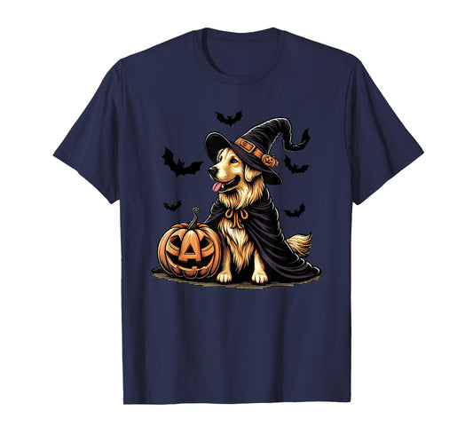 Funny Golden Retriever Dogs Ghost Boo Witch Spooky Halloween T-Shirt