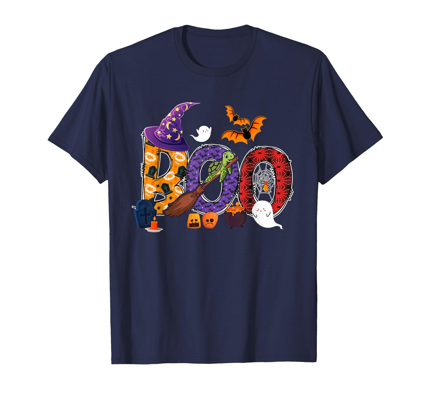 Boo Halloween Turtle Riding Witch's Broomstick Lover Family T-Shirt