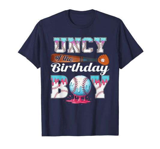 Baseball Ice Cream Drip Uncy of The Birthday Boy T-Shirt