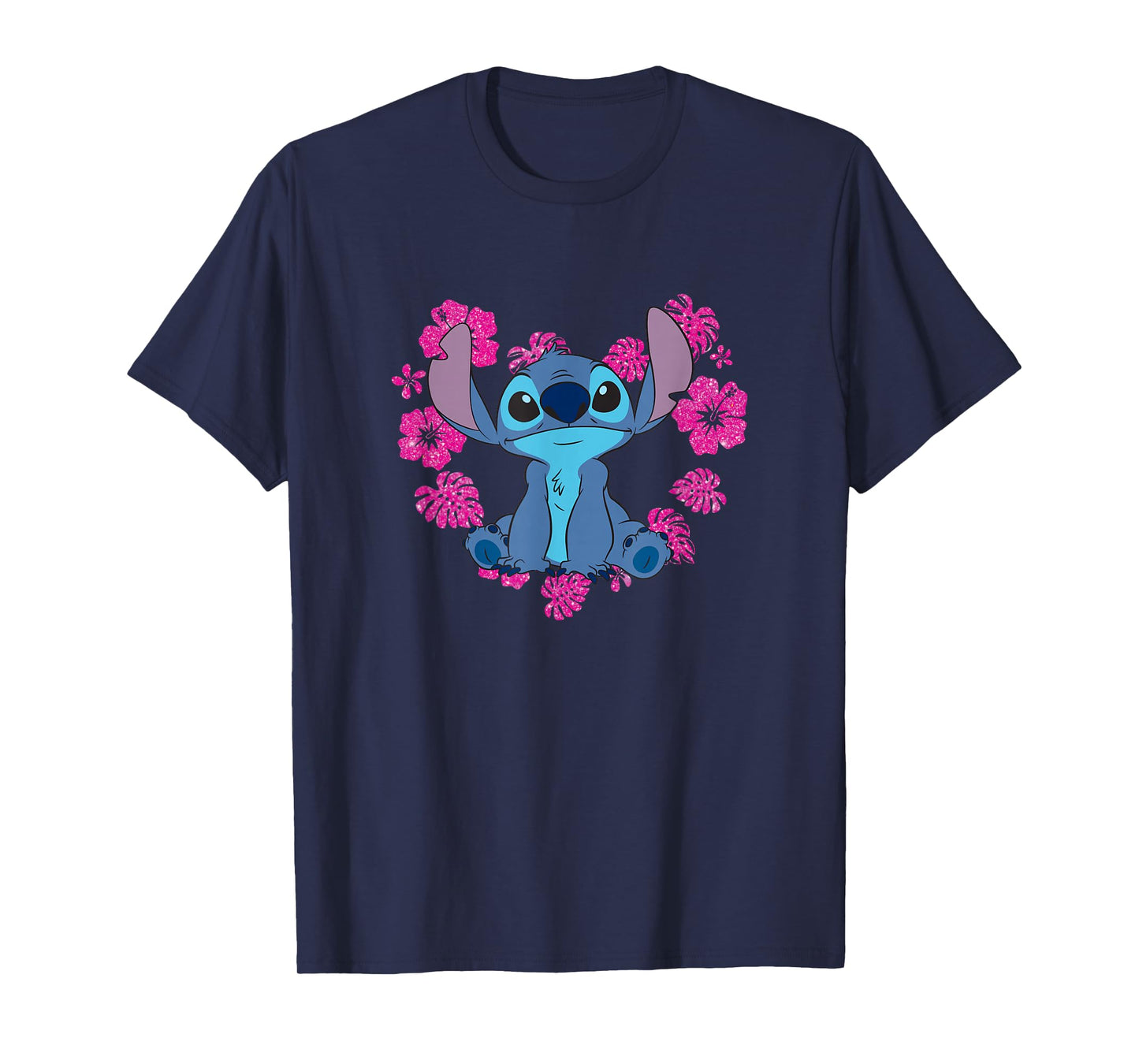 Disney Lilo & Stitch Heart Flower Shape Cute Stitch Big Logo T-Shirt
