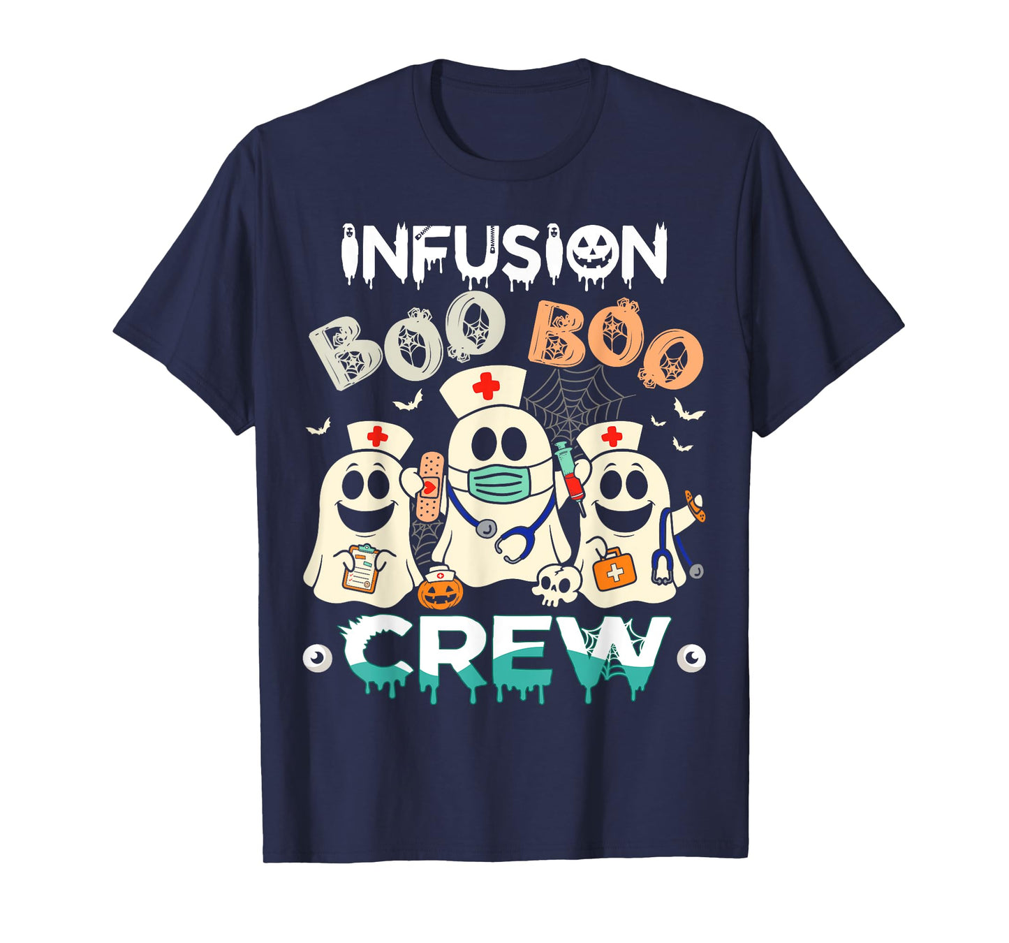 Boo Infusion Crew Ghost Women Halloween Nurse Costume T-Shirt