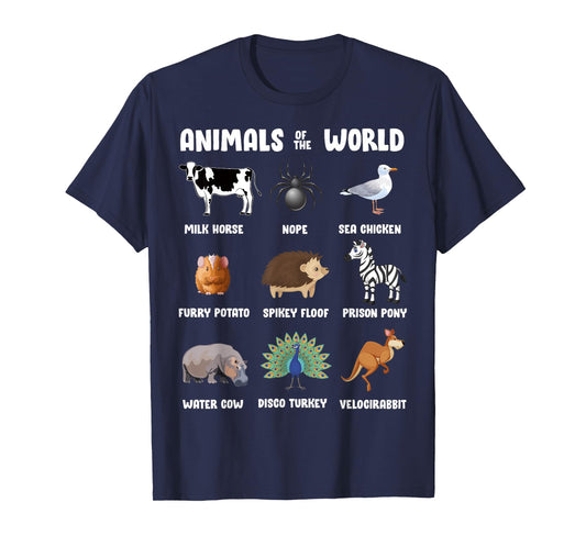 Animals Of The World Gift Tee Funny Rare Animals Memes T-Shirt