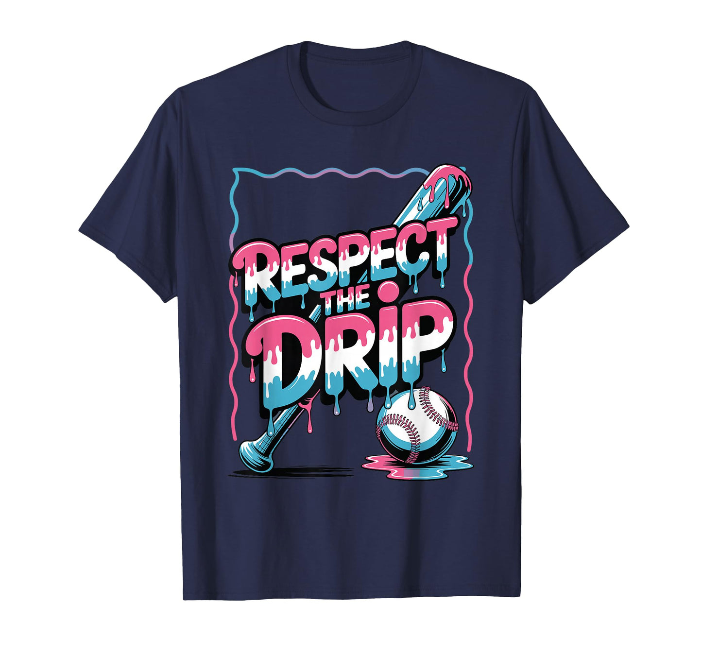 Respect The Drip Baseball Bat Ball Ice Cream Boys Kids T-Shirt