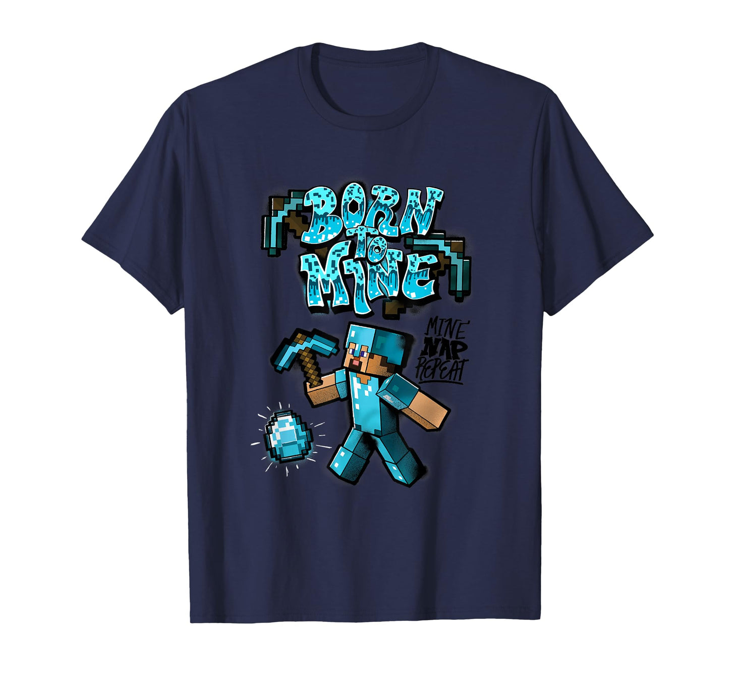 Minecraft Steve Diamond Armor Born To Mine T-Shirt