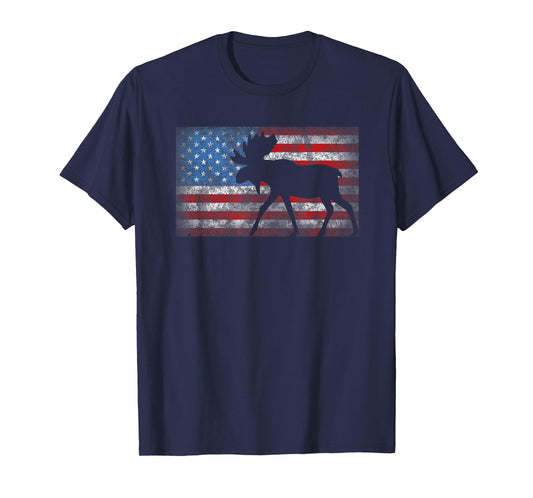 American Flag Moose 4th of July Animal Gift T-Shirt