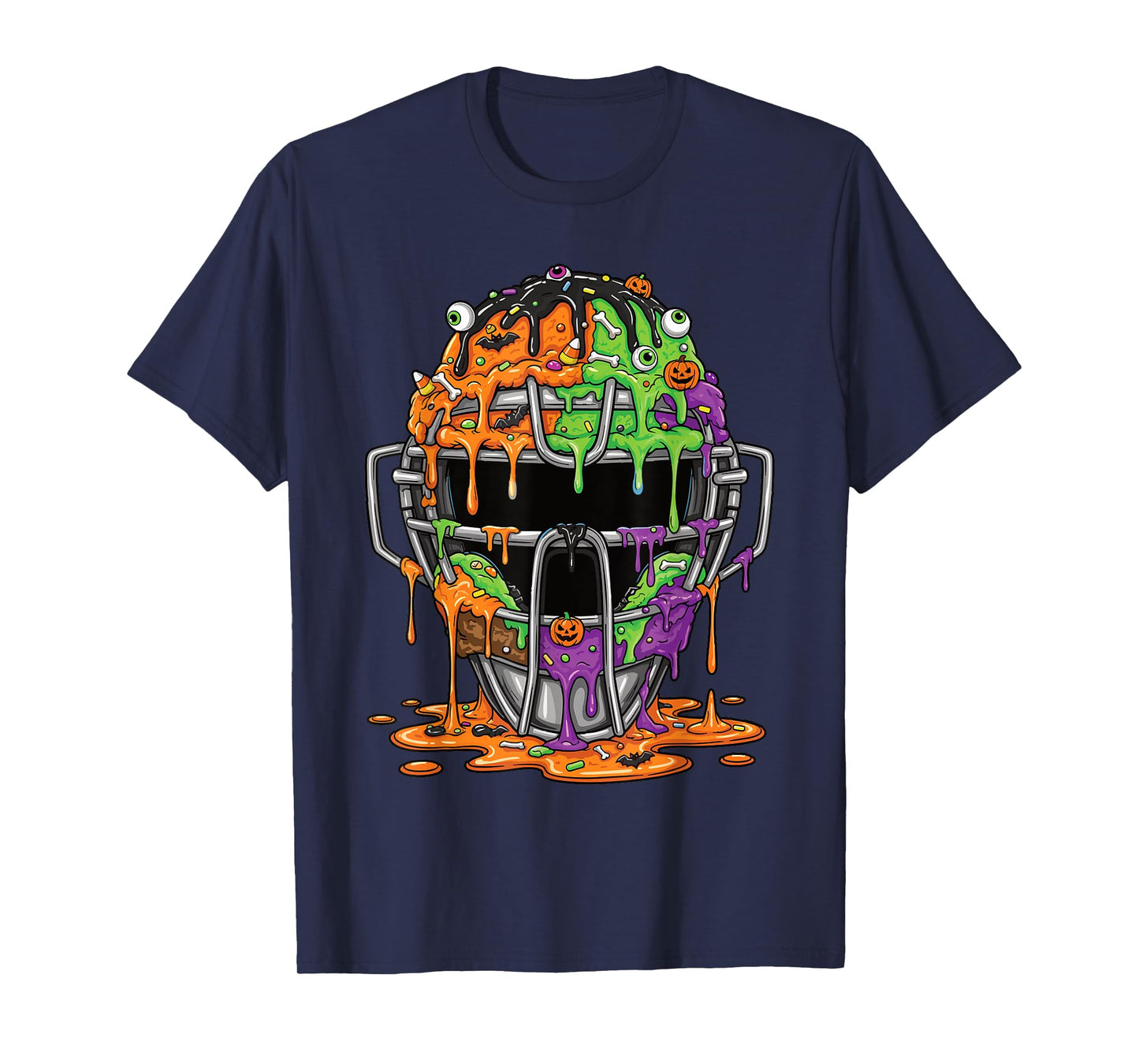 Baseball Catcher Mask Ice Cream Dripping Halloween Baseball T-Shirt
