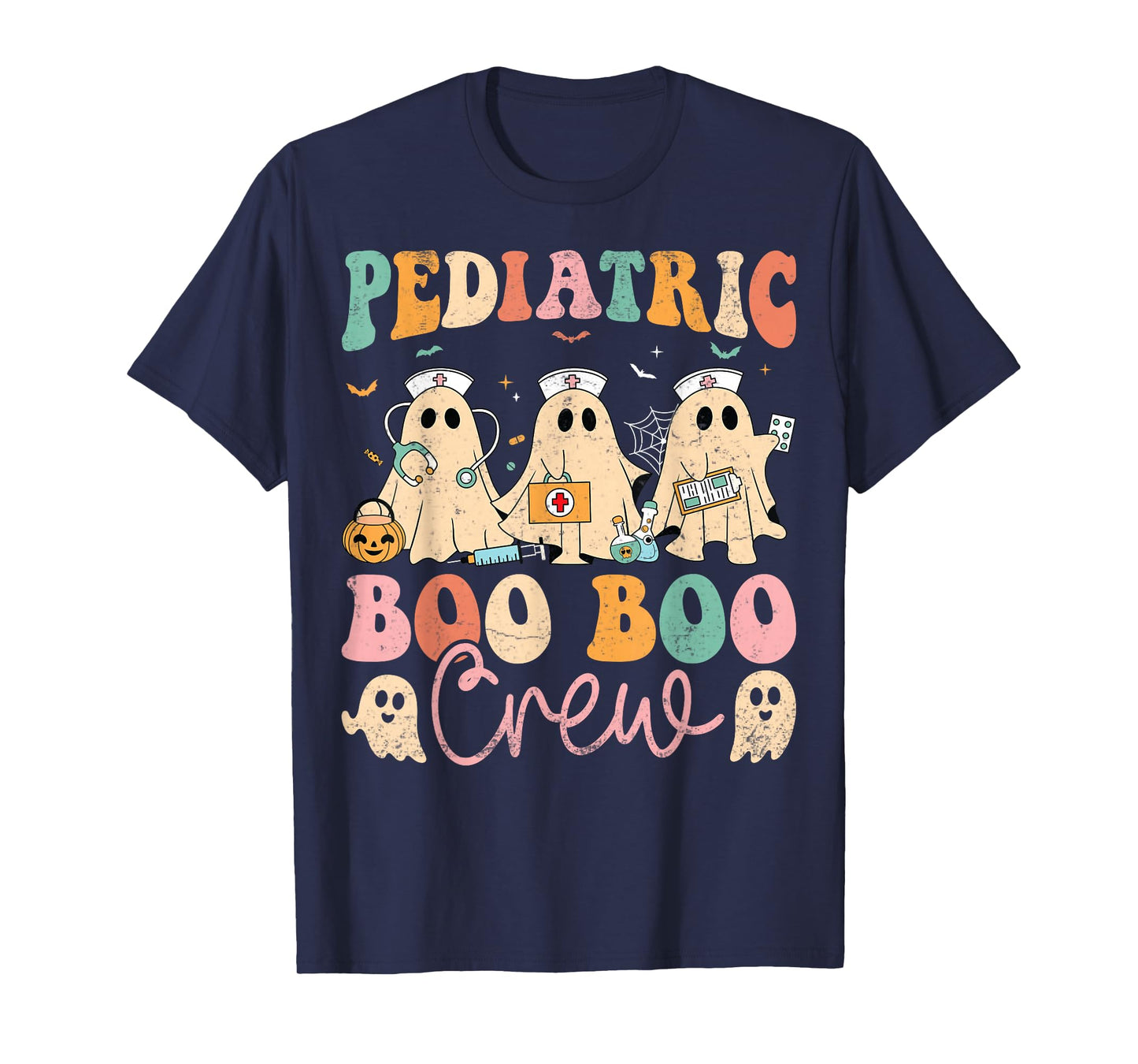 Pediatric Nurse Boo Crew Spooky Ghost Halloween PEDS T-Shirt