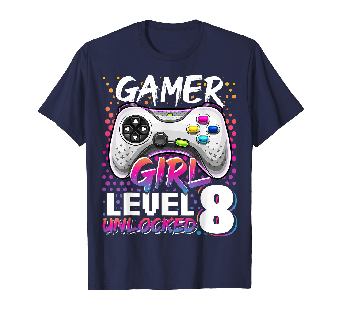 Gamer Girl Level 8 Unlocked Video Game 8th Birthday Gift T-Shirt