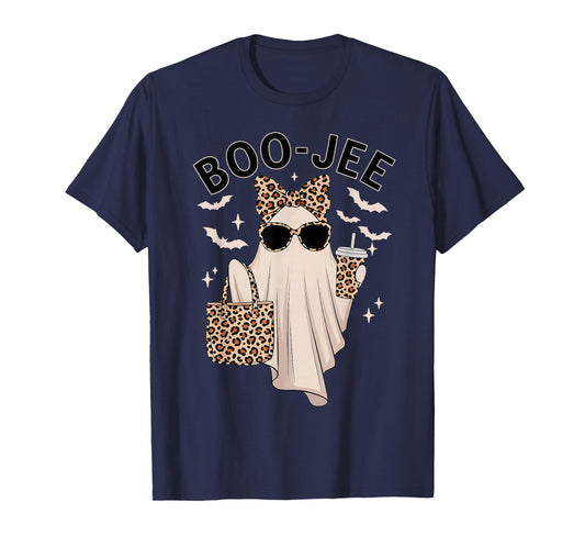 Coquette Leopard Ghost Coffee Boo-JEE Halloween Boujee Ghost T-Shirt