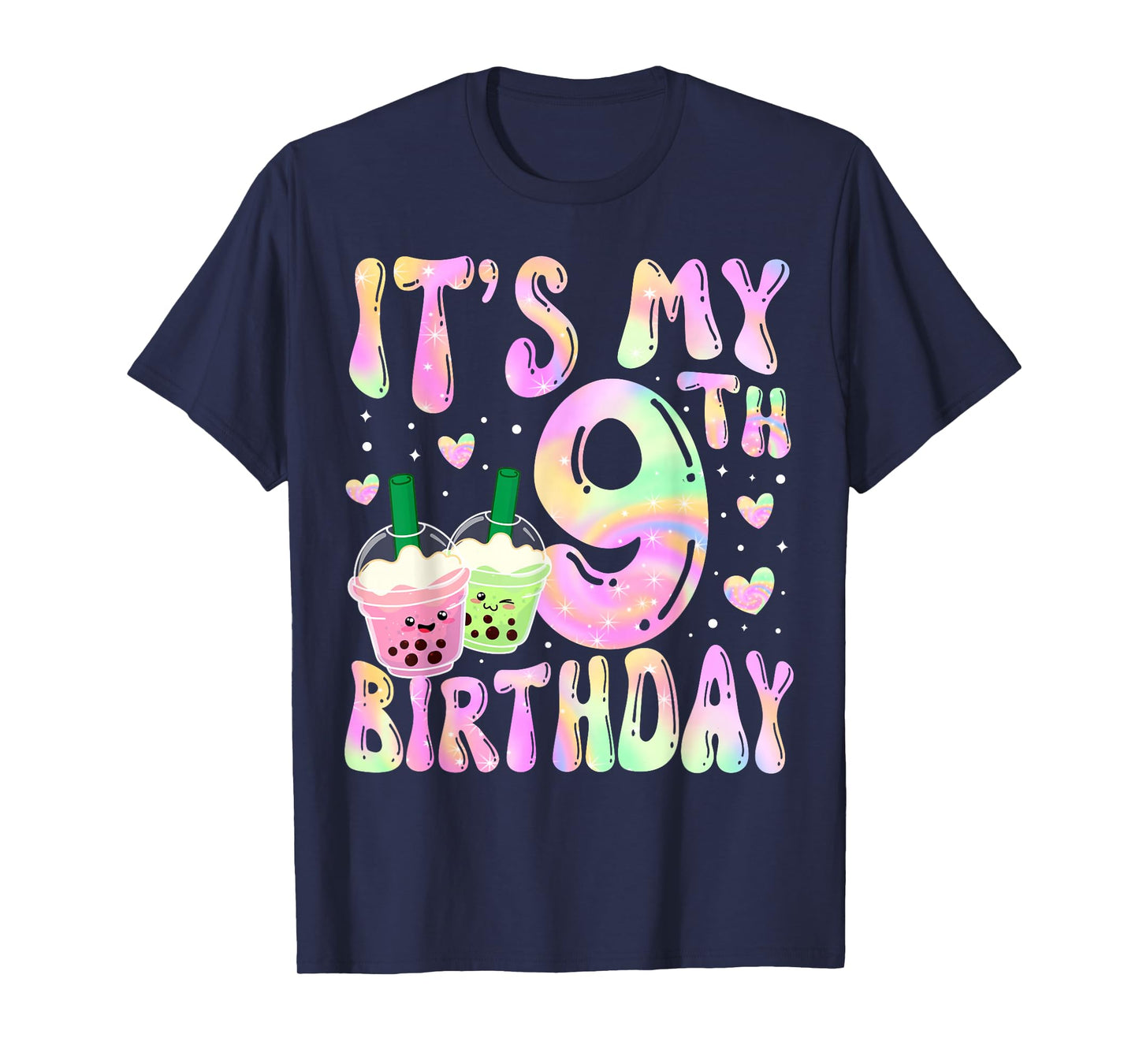 It's My 9th Birthday Bubble Boba Tea Party 9 Year Old Girl T-Shirt