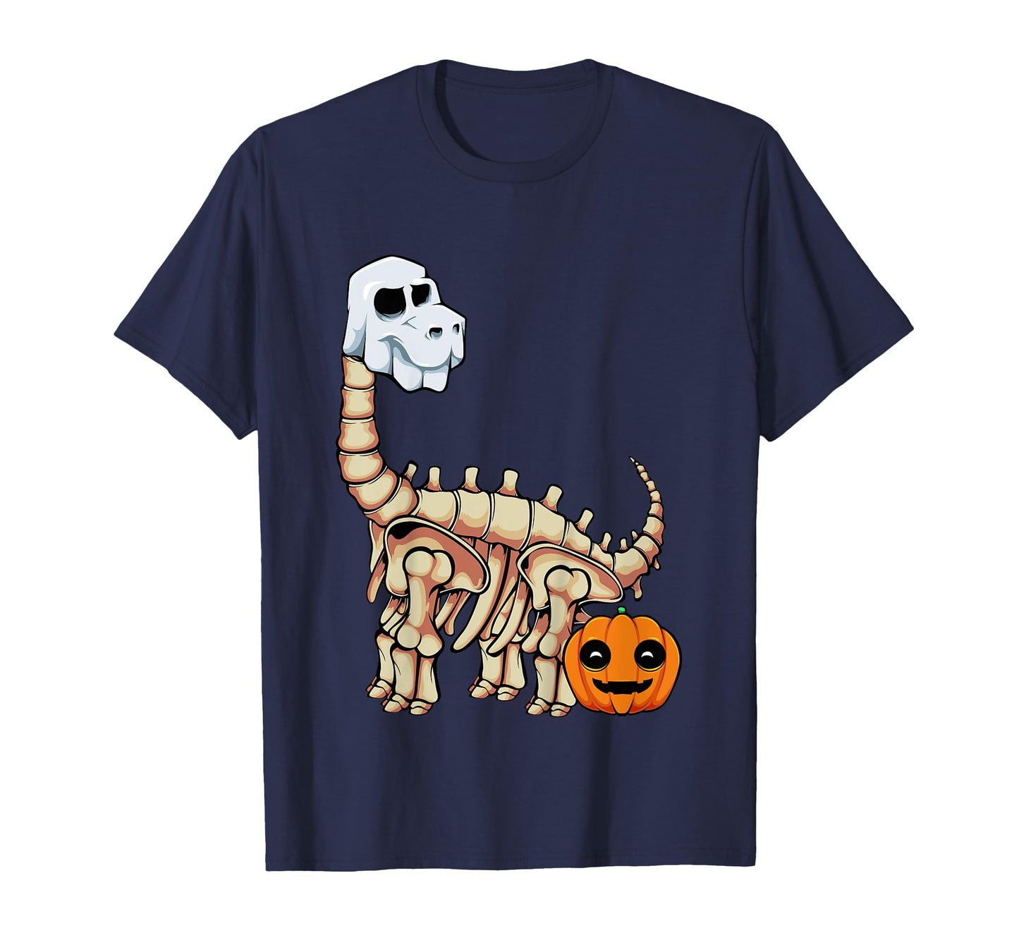 Kids Dinosaur Skeleton Ghost Lazy Halloween Costume Brontosaurus T-Shirt