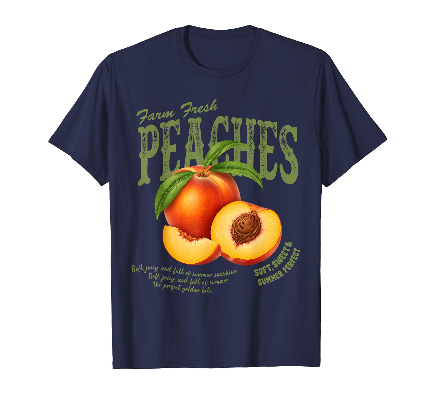 Farm Fresh Peaches Retro Farmer Market Summer Peach Lover T-Shirt