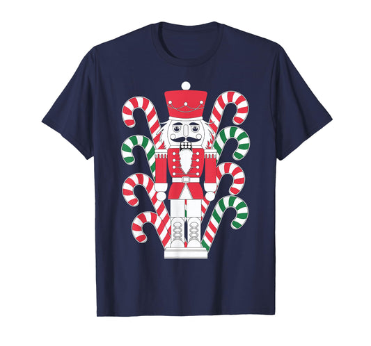 Nutcracker Surrounded by Candy Canes for Holidays T-Shirt