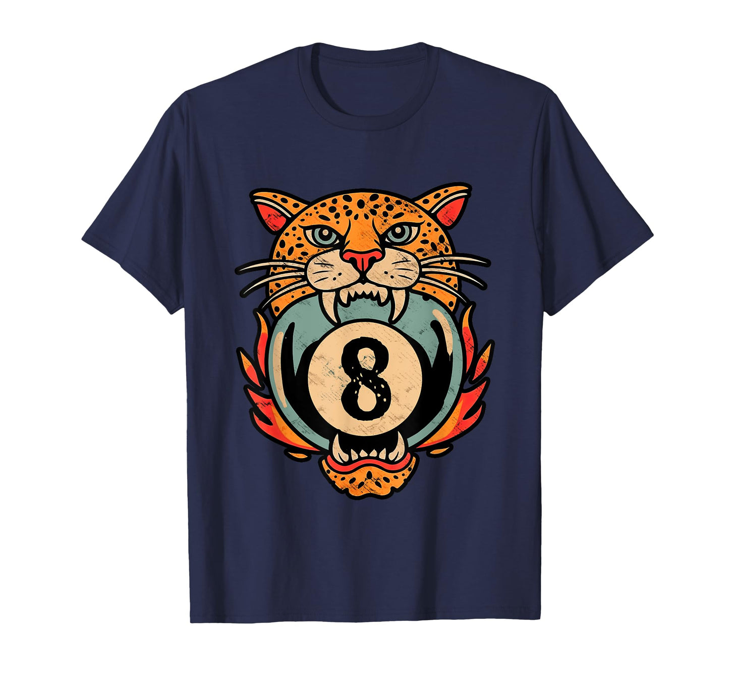 Lucky Leopard 8 Ball Aesthetic Pool Player Luck Women Girls T-Shirt