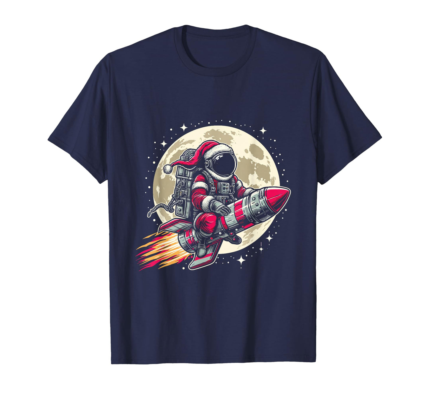 Santa Claus Astronaut Flying On Rocket - Christmas Costume T-Shirt