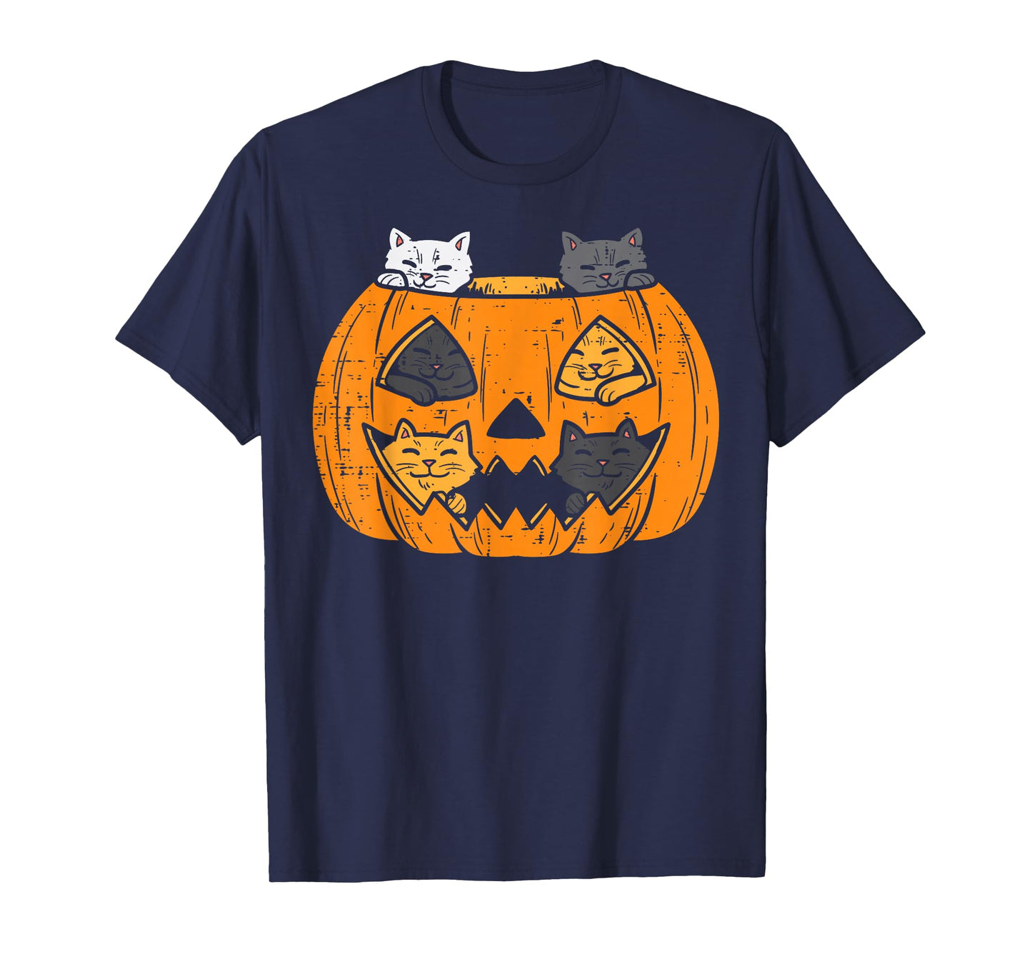 Pumpkin Jack O Lantern Cats Kitten Cute Halloween Women Girl T-Shirt