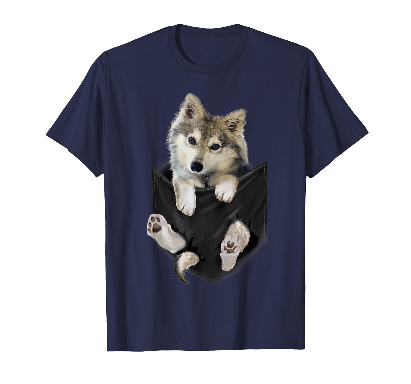 Wolf White Pup in Pocket T-Shirt Wolves Tee Shirt Gifts T-Shirt