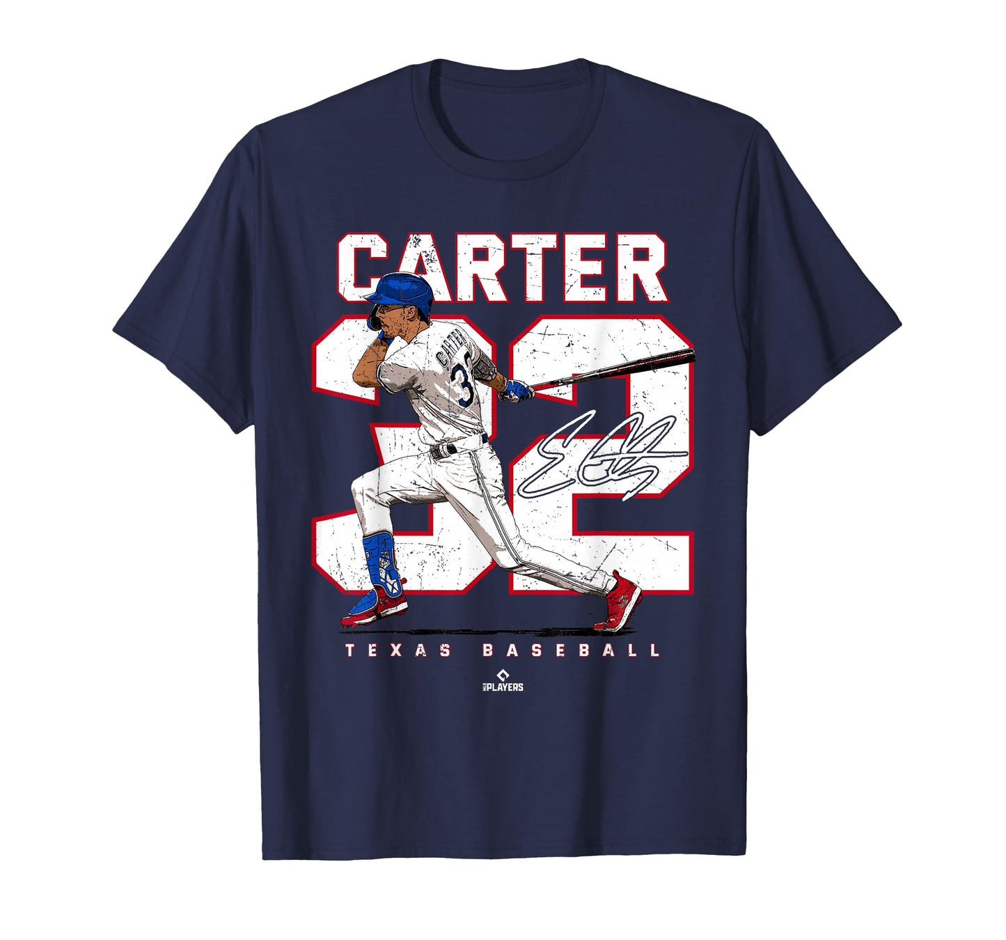 Number and Portrait Evan Carter Texas MLBPA T-Shirt