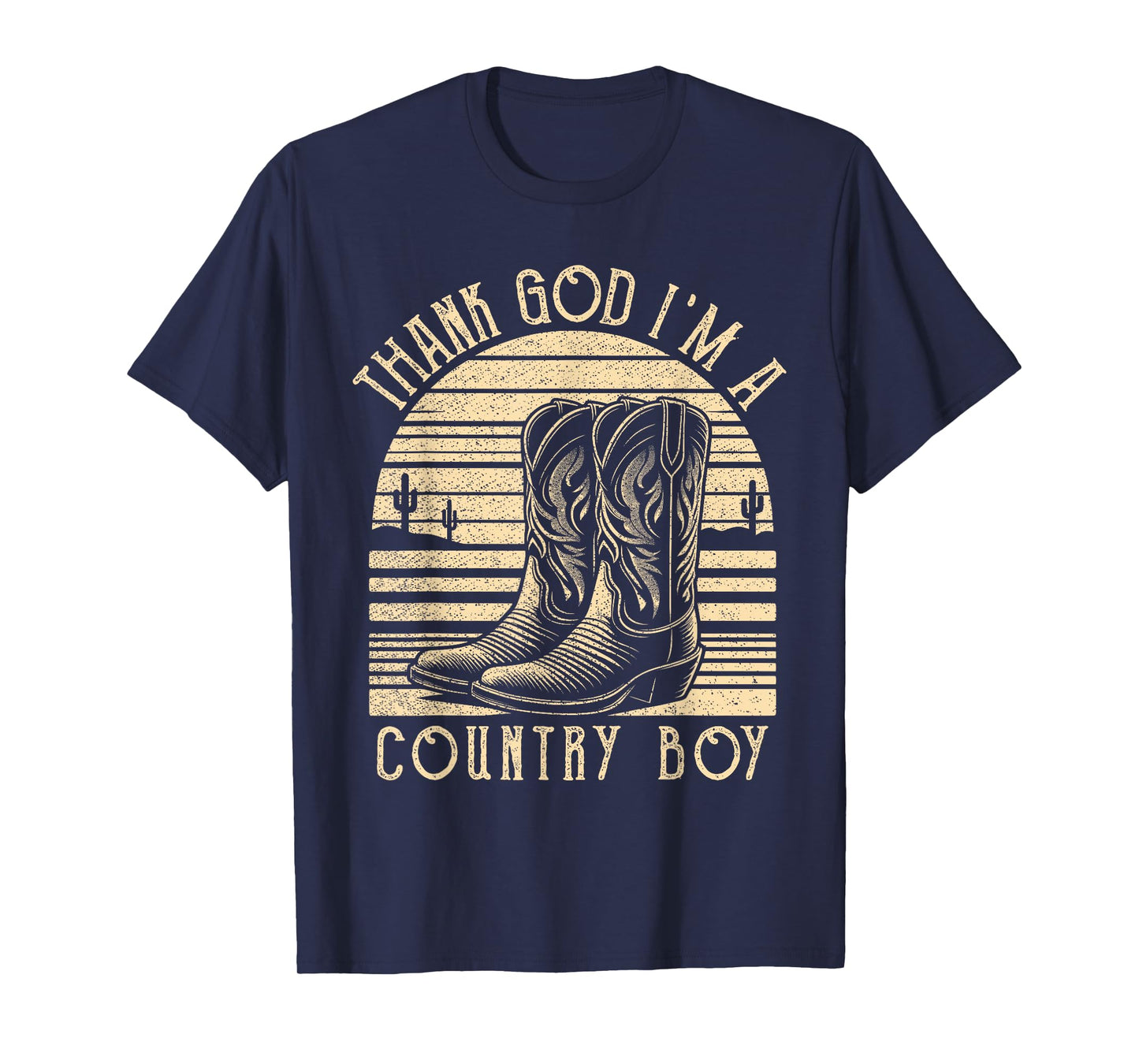 Thank God I'm A Country Music Boy Cowboy Western Retro T-Shirt
