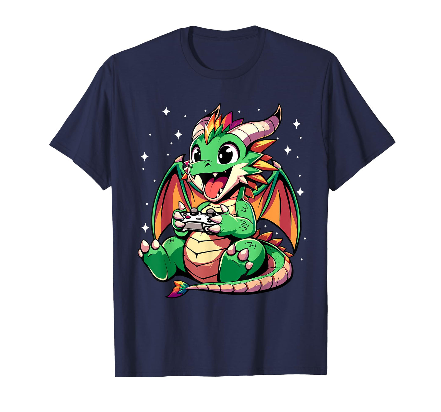 Cute Dragon Playing Video Games - Funny Gamer Boys Kids T-Shirt