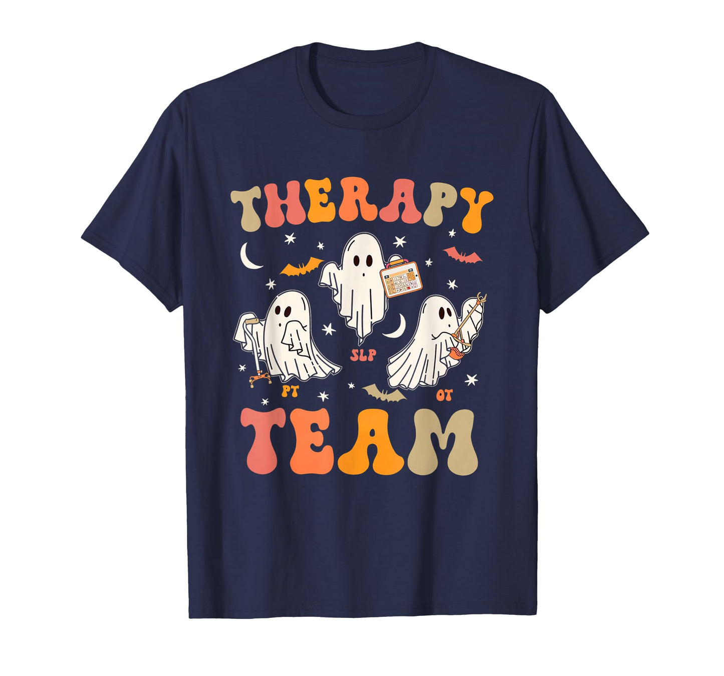 Therapy Team Halloween SLP OT PT Spooky Ghost Speech Therapy T-Shirt