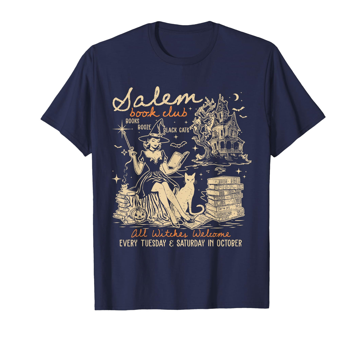 Salem Book Club Witches Witchy Witch Spooky Season Halloween T-Shirt