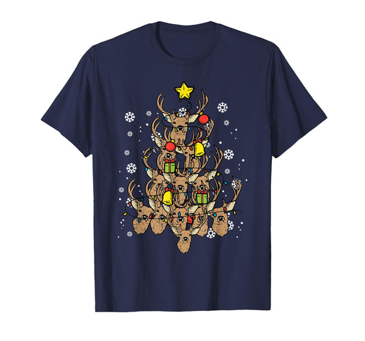 Deer Christmas Tree Xmas Hunting Hunt Men Dad Men Women Kids T-Shirt