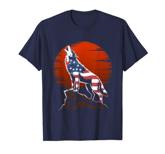 4th of July USA American Flag Wolf Patriotic Wolf Freedom T-Shirt