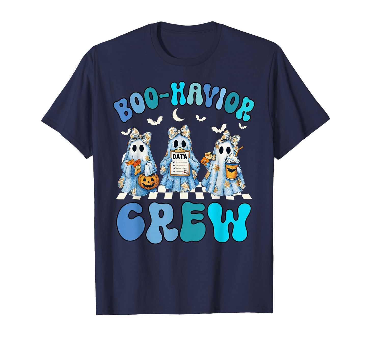 Groovy Boo Havior Crew Behavior Analyst Halloween Blue Denim T-Shirt