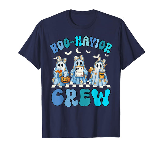 Groovy Boo Havior Crew Behavior Analyst Halloween Blue Denim T-Shirt