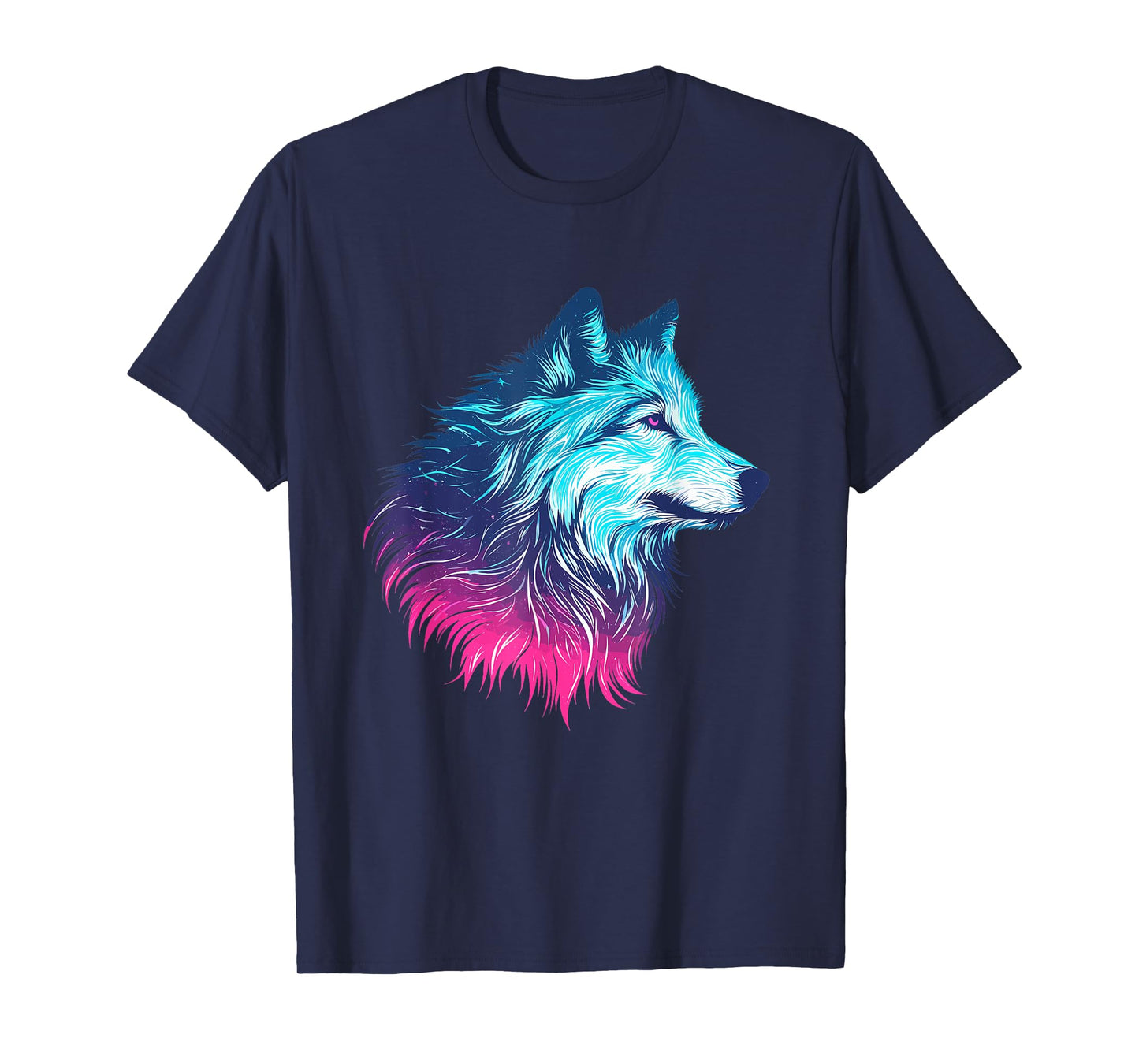 Wolf Dog Head Galactic Cosmic Silhouette Nature Celestial T-Shirt