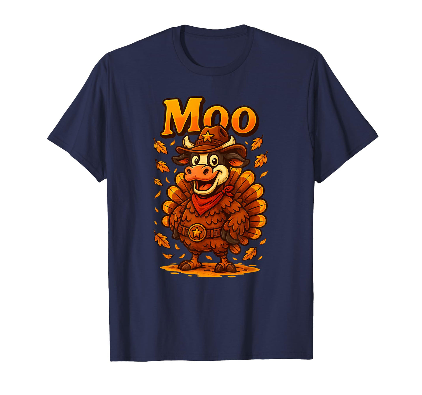 Funny Thanksgiving Moo Tee – Cow in Turkey Texas Design T-Shirt