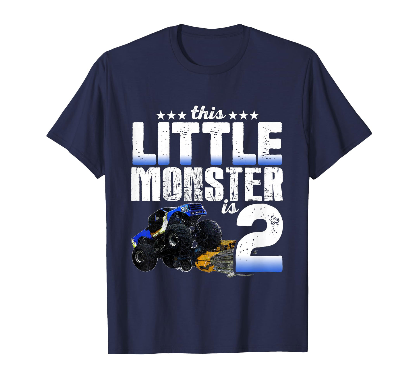 2 Years Old Little Monster Truck Shirt 2nd Birthday Gift Tee T-Shirt