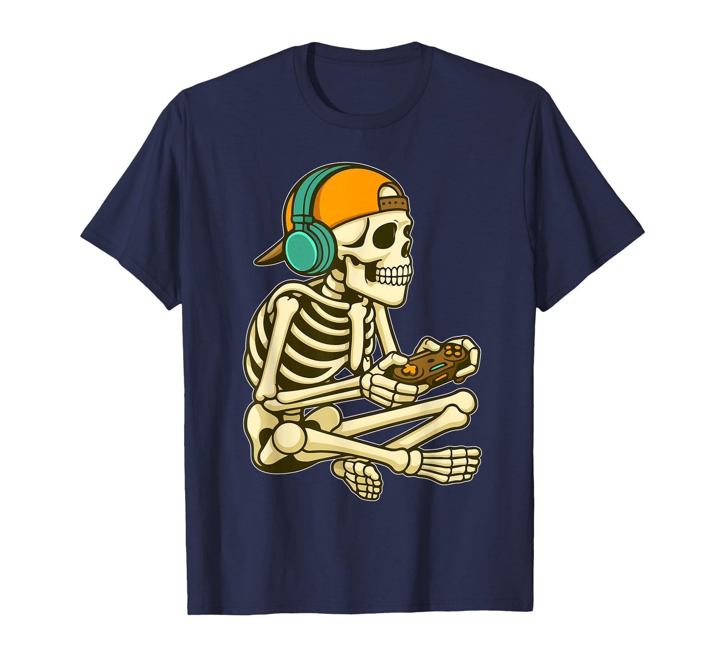 Gamer Skeleton Halloween Boys Gamer Video Gaming Kids Men T-Shirt